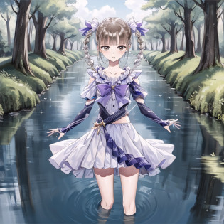 high quality, best quality, masterpiece, absurdres, yuzu, reflector, 1girl,  <lora:shijou-000004:0.75>, forest