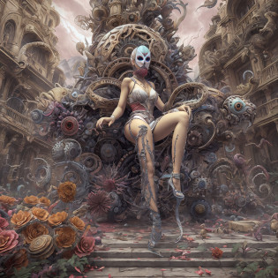 Wantz monster design?intriguing?High color saturation?swirles?Hyper-realistic, Ultra-detailed?Ultra-stereoscopic?MuCoi?Drip style - paint - 1900?tentaculata?round eye?Digital art by Ray Caesar and Hannah Hch and Stephen Burrows, A beautiful young woman in action pose, centered in frame, Wide shot, Lively breasts, Mask, Pop surrealism, neo-dada, Spectacular, spectacle, Masterpiece, Private collection, Featured collections, behans, a 3D render, Cracked clay, Gothic, Bright colors, Supersaturation, Depth, spirals, fibonacci sequence, shells, Flowers, gear wheel, tunnel, surreal environment, Fractal geometry, game assets, City scene, Modern makeup, Long eyelashes, Rain drops, Chiffon dress, Rococo, bangle, Punk rock, Subversive art, Dirty, Dirt, Skiff, Mid-cut jeans, Specular highlights, Pondering, ambient occlusion render, Detailed, Parade Square, ((isoline)), armature, Detailed, elaborate, complex, Desert, Mountains, Cart, The Car, Stormy sky, Moonlight