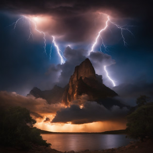 Zeus, Um pouco, obscuro,with lightning bolts,Tomar, descending from the sky , highes definition