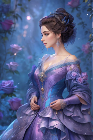 That's realistic (((fantasia))) Obra de arte ambientada no jardim de rosas congelado de um castelo de gelo encantado no inverno e deve consistir em muitos tons de cores azuis frias. It's snowing a lot. Gere uma mulher orgulhosa com um (((Rosto altamente detalhado))) dressed in the folds of a dazzling French silk ball gown. The elegant face of the woman is ((((altamente detalhado, with realistic and smooth features, puffy lips.)))) The ball gown is embellished with ruffles, Faixas, e arcos e um, mas intrinsecamente, Hand-embroidered bodice. O espartilho apresenta fita de seda. She is wearing Victorian royal winter outerwear.. The woman's stunning eyes are beautifully detailed, with realistic shading and multiple colors, and in high resolution. The woman is in a garden of eternal roses, cada um lindamente formado e altamente detalhado. Estas rosas realistas apresentam tons cintilantes de azul claro, azul escuro, prata, and shimmering blue-purple. The eternal rose is a deep shade of periwinkle with shimmering iridescent tones and undertones. Garantir que o rosto da mulher, Hair, and the eyes are perfect. realismo, alta fantasia, fantasia caprichosa, storybook fantasy, fantasia de conto de fadas, Detalhes da fantasia, Encantadora, Encantadora, 8k, Contrata, .cgi, pintura digital, unidade, Motor irreal, (((master part))), intrincado, elegante, altamente detalhado, majestoso, fotografia digital, Arte de Artgerm e Ruan Jia e Greg Rutkowski, (master part, belos olhos finamente detalhados: 1.2), HDR, textura de pele realista, (((1Mulher))), (((sozinho))), Inclua um rosto altamente detalhado, Rosto extremamente detalhado, e fundo interessante.