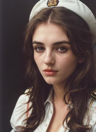 eh1,  (close-up, editorial photograph of a 21 year old woman), (highly detailed face:1.4) background white wall:1.3) (wearing Victorian Captain Costume, Naval Captain Uniform, Captain's Hat, Telescope, Nautical Chart, Ship's Log) <lora:epiNoiseoffset_v2:1.2>, POV, by lee jeffries, nikon d850, film stock photograph ,4 kodak portra 400 ,camera f1.6 lens ,rich colors ,hyper realistic ,lifelike texture, dramatic lighting , cinestill 800,  <lora:ElizabethHurley:1>