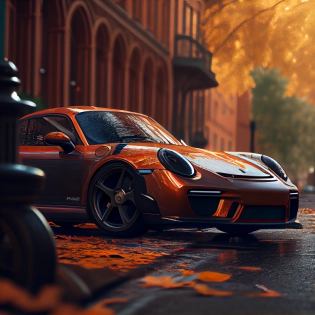 A photorealistic ultra detail of a RUF CTR in a city at noon. Cinematic 8K --ar 16:16 --upbeta --v 4
