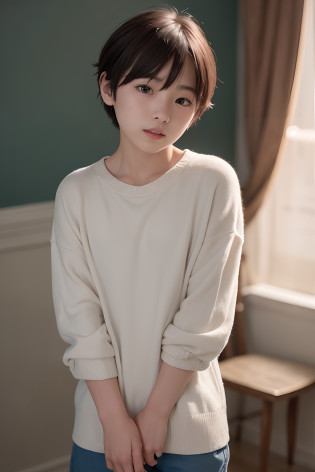 1 Very Cute Boy?shoun?12year old?short-hair?brawn hair?Brown background?The upper part of the body?facial close-up?eyes focus?flat chest?Cashmere sweater?A smile??(8K?Raw photography?top-quality??masterpiece:1.2)?(realisitic?photoRealstic:1.3)?nffsw?Depth of field is deep?Wide light?highcontrast?(light glow:1.4)?chromatic abberation?foco n�tido?RAW color photo?Film Still?lighting like a movie?8K resolution?