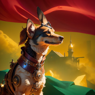 /Imagina Steampunk Mechanical Pet puppy Dog. Muy detallado. Plumas de metal. Por Charles Soubre Night , dream , vivid, exquisito , dynamic, realista, Artstation, Arnold render, Dramatic lighting �AR 3:4 �Quality 1 --Version 3 �S 2500 --Stop 80 --IW 4