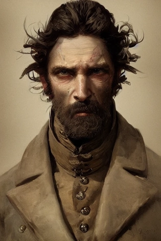 portrait of a rugged 19th century man with mutton chops in a jacket, victorian, concept art, detailed face, fantasy, close up face, highly detailed, cinematic lighting, digital art painting by greg rutkowski
