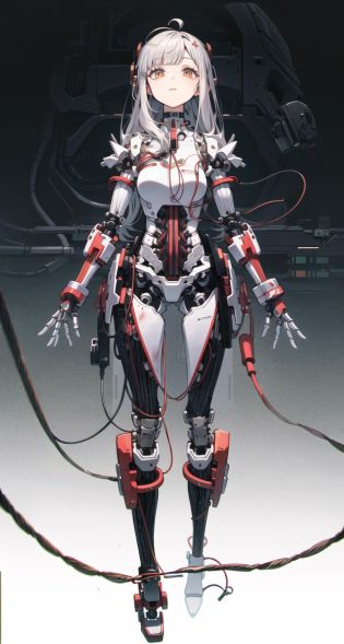 (((masterpiece))), (((best quality))), ((ultra-detailed)), (highly detailed CG illustration), ((an extremely delicate and beautiful)),cinematic light,((1mechanical girl)),solo,full body,long hair,(machine made joints:1.2),((machanical limbs)),(blood vessels connected to tubes),(mechanical vertebra attaching to back),((mechanical cervial attaching to neck)),expressionless,(wires and cables attaching to neck:1.2),(wires and cables on head:1.2)(character focus),science fiction,extreme detailed,colorful,highest detailed
Negative prompt: (worst quality, low quality, NSFW:2),monochrome, zombie,overexposure, watermark,text,bad anatomy,bad hand,((extra hands)),extra fingers,too many fingers,fused fingers,bad arm,distorted arm,extra arms,fused arms,extra legs,missing leg,disembodied leg,extra nipples, detached arm, liquid hand,inverted hand,disembodied limb, oversized head,extra body,extra navel,easynegative,(hair between eyes),sketch, duplicate, ugly, huge eyes, text, logo, worst face, (bad and mutated hands:1.3), (blurry:2.0), horror, geometry, bad_prompt, (bad hands), (missing fingers), multiple limbs, bad anatomy, (interlocked fingers:1.2), Ugly Fingers, (extra digit and hands and fingers and legs and arms:1.4), (deformed fingers:1.2), (long fingers:1.2),(bad-artist-anime), bad-artist, bad hand, extra legs ,(ng_deepnegative_v1_75t),((hands on head))
,EasyNegative
Steps: 20, Sampler: DPM++ SDE Karras, CFG scale: 7, Seed: 4187642035, Size: 448x832, Model hash: e729bb2a94, Model: ????73, Denoising strength: 0.53, Clip skip: 2, ENSD: 31337, Version: v1.2.1, Hires upscale: 1.8, Hires upscaler: Latent (nearest)
