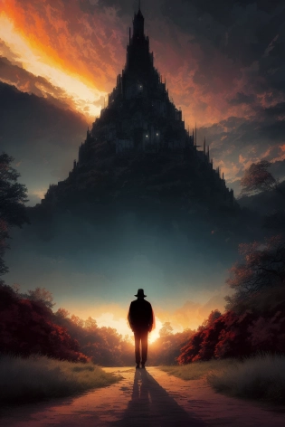 unsettling frightening horror, digital art by greg rutkowski and thomas kinkade in a surreal portrait style. high detailed 8k wallpaper with comic book" text on it! trending atrstation! ! muted colours! ! ! very coherent symmetrical artwork! ! ! ! conceptart contest winner award winning masterpiece beautiful landscape painting of the year 2032 sunset dramatic dark atmospheric cinematic lighting low angle hd 4x