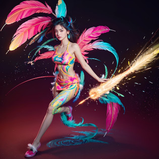 masterpiece, top quality, best quality, neon official art, beautiful and aesthetic:1.2), beutiful chines women bai lu(1girl:1.3), extremely detailed,(fractal art:1.1 neon ),(colorful:1.1 neon)(flowers:1.3 neon ),highest detailed,(zentangle neon:1.2), (dynamic pose), (abstract neon  background neon:1.3), (shiny skin), (many colors:1.4 neon )full hd, ,(earrings), (feathers:1.5) , (Flamethrower:1.3),neon red background  neon ,Phoenix dress neon,Neon,full HD
