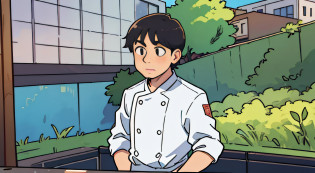 masutepiece?high-level image quality?Wide Angle?detaileds?Telephoto Angle?
symple background?Simple background
Middle-aged male chef?Deformed?40 years old?Systemic
apologize?Head down?Pekopeko?full body Esbian