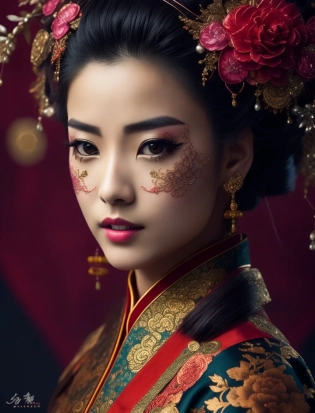 front portrait of a girl, beauty, elegant realistic gravure idol, an ultra detailed by tea ceremony, intricate line work, bright colors, Victorian, Chinese tradition suit, ornate, dynamic, rich colors, insanely detailed bloom, warhammer style, highest quality, detailed pupils, detailed face and eyes, Masterpiece, best quality, highly detailed photo, , photorealistic, By jeremy mann, by sandra chevrier, epic cinematic, RAW photo
