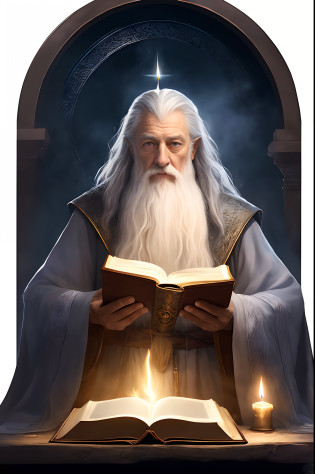 Arafad image of a man holding a book and a candle, A portrait of a wizard, an arcane wizard casting a spell, portrait of gandalf, wizard casting a spell, male wizard, spell casting wizard, wizard reading a directory, Gandalf (lotr, closeup portrait of an mage, gandalf the white, portrait of merlin, portrait of a mage