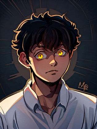 anime boy with black hair and yellow eyes in a white shirt, inspired by Okumura Masanobu, inspired by Munakata Shik?, inspired by Okumura Togyu, kentaro miura manga art style, kentaro miura art style, anime moe artstyle, shinji, in an anime style, anime style portrait