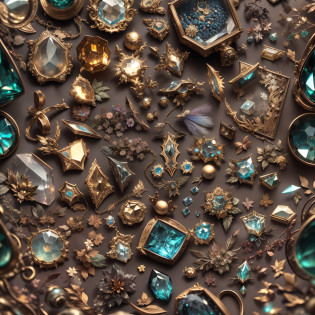 ?Full Focus?,Antiques in display cases?Jewelry in display case?Crystal gemstones in display case,Ore in a display case, High-value jewelry,?High-value metals?luxury goods??Full Focus??Puzzles are prohibited, Detailed and complex background, glittery, reflective light, hyper HD, Award-Awarded, A high resolution, High detail, Chiaroscuro, Cinematic lighting, Masterpiece, Ray traching?structurally correct, Super detail, High quality, High details, Best quality, 16k
