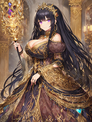 ((anime artstyle)),(Masterpiece),(Best Quality),(Super Detail),(Very Delicate and Beautiful),Solo,((full body)),((BlingBling)),((1 arrogant princess in beautiful embroidery black and gold gorgeous rococo ballgown with  voluminous full length hoop skirt)),((crinoline)),gorgeousfull embroidery,Long train((arrogant,haughty)),(((arrogant smile))),Sharp eyes,(holding a luxurious scepter),((gorgeous gemstone jewelry)),detailed face and eyes,jewel-like eyes,Purple eyes,(Bangs between eyes),((large amount of straight hair,extremely Long voluminous black Hair)),((gigantic tits,Long tits)),gorgeousfull embroidery,cleavage,extremely gorgeousfull hair ornament,(bling-bling extremely gorgeousfull jeweled tiara),gorgeous corsage,(Dynamic Angle),Looking at viewer,((full body)),((beautiful embroidery and glitter jeweled black and gold gorgeous rococo ballgown with voluminous full length hoop skirt))
