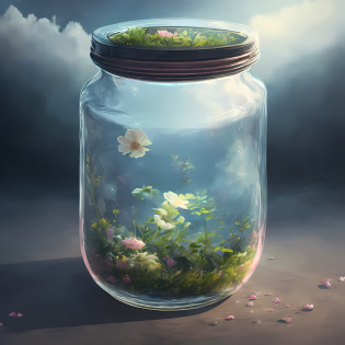 ((There is a jar, there must be a jar, there is a background, the jar is pink, super detailed, complex details)) girl, girl in the jar, full body, (face details: 1.2), masterpiece, fashion, hanfu, , medium hair, black hair, double ponytail, bangs, brown eyes,