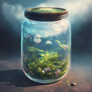 ((There is a jar, there must be a jar, there is a background, the jar is pink, super detailed, complex details)) girl, girl in the jar, full body, (face details: 1.2), masterpiece, fashion, hanfu, , medium hair, black hair, double ponytail, bangs, brown eyes,