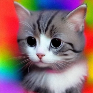 cutest cat in the world, rainbow, hyperrealistic