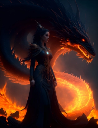 beautiful [[1 girl, queen of fire]] with royal huge fire dragon, over detailed cinematic, in spiral flame in dark fog in background, Ominous intricate, octane, gorgeous pose, perfect composition, dramatic lighting, dramatic shadows, orthodox symbolism, concept art, ambient, magic realism, tribal dark fantasy, key visual, ambient lighting, highly detailed, digital painting, artstation, gothic, perfect face models, hovering over the ruined castle, masterpiece, award-winning, upper body capture, hyper-detailed skin texture, natural skin texture, sharp focus, studio photo, intricate details, ultra realistic, dynamic lighting, perfect composition, sharp details, sharp focus, perfect anatomy, masterpiece, award-winning photography,
