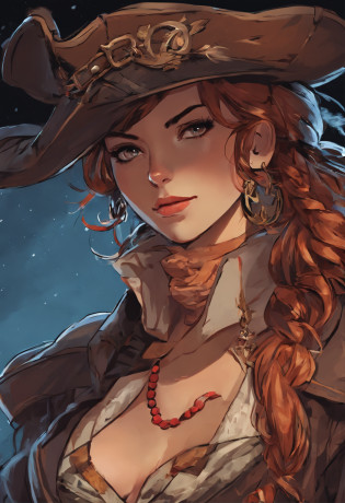 hair, penetrating gaze, furrowed eyebrows, serious look, looking at the viewer, close-up on the woman's face beautiful Kate Beckinsale, wearing antique costume, brown leather tricorne, tricorne on her head, tricorne covering her forehead, pirate tricorne, pirate style outfit, brown leather bodice, dynamic, highly detailed,
long-sleeved shirt, brown long-sleeved shirt, long brown shirt, two belts crossing the girl's torso, bandolier forming an x, red scarf around the neck, bullet belt, red scarf around the neck, leather belt crossed at the waist, dark night , dark night, crescent moon behind the beauty, Kate Beckinsale, crescent moon behind the beautiful girl, cinematic lighting, horror scene. dark night, dark sky, sky with black clouds
