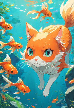 Cat face?Goldfish body?Limbs of goats