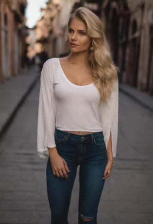 Un primer plano de una mujer con cabello largo y rubio con una camiseta sin mangas, hermosa chica rubia, Hermosa chica modelo, Anna Nikolanova aka Newmilky, Hermosa modelo joven, linda joven, Hermosa modelo de chica, hermosa joven, chica atractiva, 2 24-year-old female model, Joven muy hermosa, BLONDE CHILD girl, Una hermosa rubia, Modelo de Instagram, Cara perfecta ) en la calle