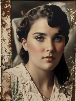 A woman IN a white shirt and a hazy background, an old gritty atmosphere, realistic, intricate details, true skin texture, front portrait, autochrome pearl portrait, close-up vintage photography, Inspired by Araqu�m Alc�ntara, Realistic antique photography, young woman photo, photography portrait, color studio portrait, center frame portrait, Portrait of a woman, modelshoot style, Analog style, 1960's ANALOG CAMERA