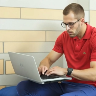 A man working on a laptop
