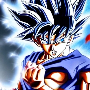 masterpiece, higth quality, Goku Ultra instinct, 1boy, Hands crossed, full body, looking at viewer, male focus, blue eyes, solo, space