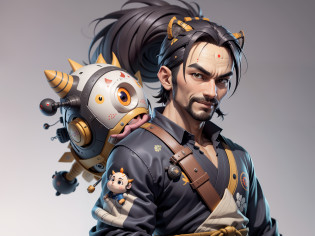(Daisaku),(Need),(Super meticulous),(full bodyesbian:1.2),Super young man with Japanese geisha?Beautiful?orient?one tiger?Aeolian Thor?Raised sexy????Oriental face?TV Anchor?Bust portrait illustration?In black suit?a blue tie?The face is slightly chubby?The face was clean?without a beard?Black super short hair?Black eyes?Smile confidently?3C computer sub-products?iPad? iphone?Digital painting?3D character design by Mark Clairen and Pixar and Hayao Miyazaki and Akira Toriyama?The illustration is a high-definition illustration in 4K resolution?With very detailed facial features and cartoon-style visuals?