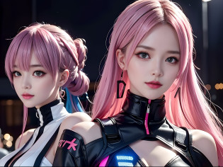 closeup, 1 girl, alone, [dark blue and pink hair: blue and pink hair:0.2], cyberpunk, high tech, V, mechanical parts, looking at audience, black eyes, long hair, luminous laser female super tech jumpsuit, cyberpunk mechanical body parts, with tattoos, interior, luminous laser earrings. high contrast, night, black, [freckles:0.9], reflective transparent rainbow, long hair, breasts, white skin most beautiful Korean woman's face, seductive expression, (relaxed pose: 1.5), eva, complex background, Sony a6300, extremely beautiful and gorgeous anime illustration, with cinematic perspective?(relaxed pose: 1. 5), eva, complex background, Sony a6300, extremely beautiful and gorgeous anime illustration with a cinematic perspective.