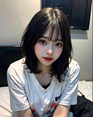 (masterece-piece:1.4)?(the�best�quality:1.4)?8K?hard disk?ultraclear????1???a large breast?1.2??black  hair??Heart-shaped pupil 1???Tongue out?1.2??Bijo?1.3??weeping?1.3??Princess?Naked abdomen?Baseball Shirts?short-hair?a close up of a woman laying in bed?Wet?thights