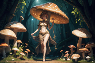 masterpiece++, top-quality++, ultra-definition++, ultra-definition++, 4k++, 8k++, Background Focus++, Peach hair, short-haired, ((Sexy dressed woman casts mushroom spell)), Mushroom runes, The magic of mushrooms, Mushroom magician, druid, Goddess of mushrooms, detailed fantasy art, fantasy art style, Beautiful Ancient Mushroom Witch, Queen of mushrooms, Beautiful mushroom magician, Shiny floating mushroom fragments, Mushroom magic circle, Dazzling mushroom sparks, mushroom, Hair with the wind blowing mushrooms, Mushroom crown, Detailed clothing, Mischievous aura, Bewitching face, tall body, Mature body, seductive body, detailed beautiful faces, detailed shiny eyes, Detailed skin, Full body break, details, realisitic, 4K highly detailed digital art, octan render, ((((bio luminescent)))), BREAK8K resolution concept art, ?masterpiece, top-quality, Official Art, illustration, perfect-composition, absurdres, Fantasia, Focused, thirds rule