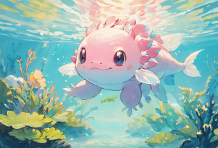 Entre no mundo extravagante de Sowsow, where the extraordinary Axolotl takes center stage in a mesmerizing masterpiece. Sowsow's unique artistic vision brings this incredible aquatic creature to life, creating a work of art that is charming and delightful.

O Axolotl, with her captivating smile and delicate ruffled gills, is lovingly portrayed in the characteristic Sowsow style. Cada detalhe, from the intricate patterns on your skin to the subtle tones of your body, is brought to life with a mix of vibrant colors that dance together in perfect harmony.

Sowsow's art captures the playful spirit of Axolotl, while moving gracefully through a dreamlike aquatic environment. Every ripple and reflection in the water adds depth and dimension to this captivating illustration.

The choice of colors in Sowsow's work is nothing short of magical. The pale pink of Axolotl, branco cremoso, and soft shades of blue create a relaxing and mesmerizing visual experience. It is a true testament to the artist's ability to evoke admiration and serenity through his art.

Be displayed as a focal point in your living space or shared with other admirers of aquatic wonders, this Sowsow-style Axolotl artwork is sure to capture hearts and imaginations. It's a charming and extravagant addition to any collection, inviting you to immerse yourself in the beauty of the underwater world.