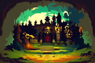 Um close up de uma imagem estilo pixel art de um castelo, bela arte detalhada do pixel, arte detalhada do pixel, #pixelarte, # pixelarte, Conceito PixelArt, #pixelarte:3, pixel art detalhado, arte do pixel, pixel art de alta qualidade, pixel art