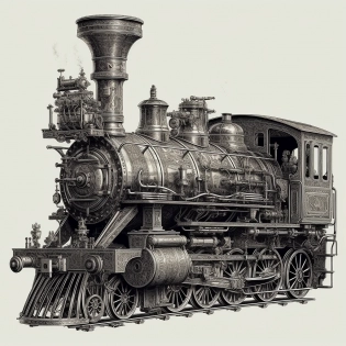 A complex and highly detailed steam engine