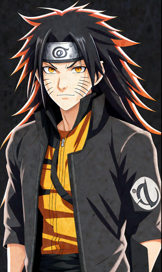 a cartoon of a man with a long hair and a black jacket, naruto uzumaki, naruto, uzumaki, naruto artstyle, from naruto, best anime character design, anime character, as an anime character, hinata hyuga, joker as naruto, will murai, jin kagetsu, anime style�, male anime character, itatchi uchiha