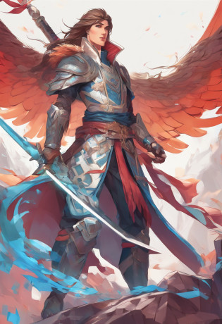 character bust of a swordsman, hand drawn cartoon illustration, Solid and vivid background, Fine, detailed scale, Soft lighting, game character, upper body, Created by Lois Van Barl and Reusch and Ross Tran and Ross Dr�s and Sam Yang and Sam Ess Arts and Altgerm, Best Quality, masutepiece