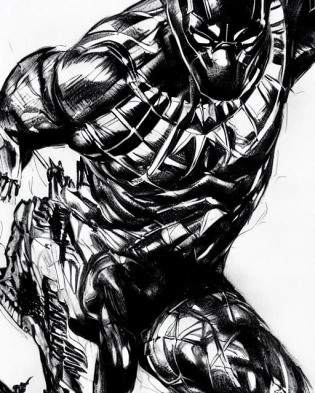 Drawing of black panther, black and white, concept art, sumi - e style, artstation, trending, highly detailed, smooth, focus, art by yoji shinkawa
