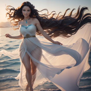 best quality, masterpiece, ultra high res, (photorealistic:1.4), RAW photo,Beautiful female heroine, Elegantly flowing dress, Translucent fabric, Flowing and graceful silhouette, Confident stance, Bright and determined eyes, Wind-caressed hair, Soft curls framing her face, Inspiring smile, Courage and kindness, Empowering presence, Feminine strength, Captivating aura, Symbol of bravery and beauty, Adventurous spirit, Graceful and fierce, Defining the archetype of a modern heroine, Beautiful female heroine, Elegantly flowing dress, Vibrant colors, Translucent fabric, Flowing and graceful silhouette, Confident stance, Bright and determined eyes, Wind-caressed hair, Soft curls framing her face, Inspiring smile, Courage and kindness