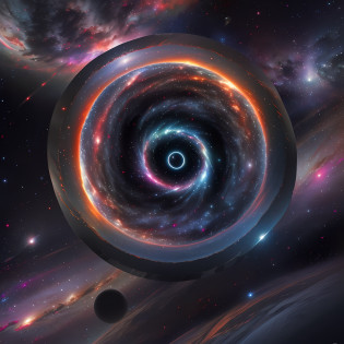 The giant's head is in the middle of the picture?The man has a straight face?eye closeds?Wrapped in stars?In front of a spiral vortex with a galaxy as the background?Magic nebula in the sky?cloud vortex?Splash ink style?A brilliant magical time portal?32K high level of detail?Hyper-detailing?Ultra-clear?hyper realisitc?ultra intricate?Photorealistic style
