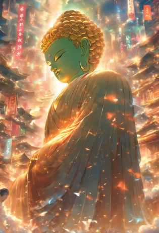 ?The upper body of a giant tall Buddha statue in the distance?1.5????contest
Bopunk city background?1.2???????1.4???best qualtiy?1.0???Ultra-high score rate?1.0??8k? RAW photos??tmasterpiece?0.2??ultra�-�detailed?(Pilgrims on the road?0.8)