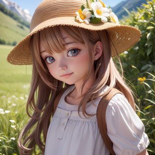 ((6year old girl:1.5)), 1 girl, loli, petite girl, complete anatomy, whole body, children's body, child, super cute, girl, little girl, beautiful girl, beautiful shining body, bangs,brown hair,high eyes,(aquamarine eyess), drooping eyes, petite,tall eyes, beautiful girl with fine details, Beautiful and delicate eyes, detailed face, Beautiful eyes, beautiful shining body, Smiles, happiness, 

Whole body angle, Alps, Shepherd's daughter, mountain girl, outdoor, alpine meadow,

natural light,((realism: 1.2)), dynamic far view shot,cinematic lighting, perfect composition, by sumic.mic, ultra detailed, official art, masterpiece, (best quality:1.3), reflections, extremely detailed cg unity 8k wallpaper, detailed background, masterpiece, best quality, (masterpiece), (best quality:1.4), (ultra highres:1.2), (hyperrealistic:1.4), (photorealistic:1.2), best quality, high quality, highres, detail enhancement,