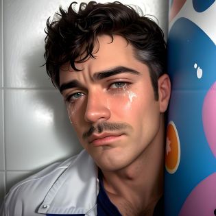 masterpiece, close up photo of (((Clark Gable)) ((Toy Story)) 30 years old, in a public restroom, walls covered in graffiti, depressed, crying, getting fucked, face covered in cum, despair, award winning, volumetric light, (((homoerotic)))+, penis, semen in face, anal gay sex, bukkake, homosexual explicit hardcore gay sex, Detailed and Intricate