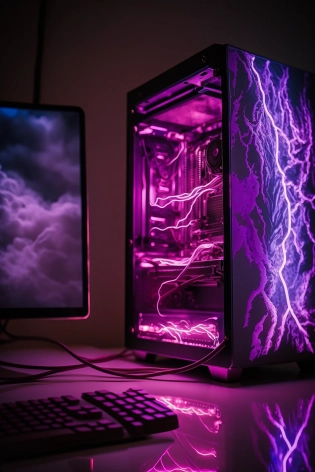 a beautiful pink pc with RGB lightning staying on the white table at night with purple light, 8k, dark, cinematic, cinematic lights, highly detailed, photo realistic, blurred, extremely high details, ultra hd, hdr, RTX, Post Processing, Megapixel Cinematic lightning, ultra resolution, photography, --quality 2 --ar 2:3 --stylize 999
