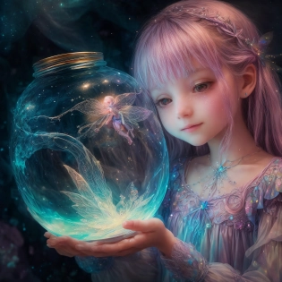 A young girl holding a magical crystal jar filled with sparkling liquid, (fantasy:1. 2), (ethereal:1. 3), (glowing:1. 2), (intricate details:1. 1), (shimmering:1. 2), (pastel colors:1. 3), (soft focus:1. 1), (dreamy:1. 2), (fairy tale:1. 2), (centered:1. 1), <lora:add_detail:1>, <lora:epi_noiseoffset2:0. 7>, <lora:LowRA:0. 5>