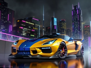 sport car, shimmery metallic blue job paint, aggressive look, tuned, bmw and corvette mix, full car only, in motion, (bright headlights on:1. 6), (at night:1. 6), high speed, (motion blur:1. 3), (driver:1. 6), movie action scene, (Need for Speed:1. 3), wet road, illegal racing game, (industrial cityscape in background:1. 5), (detailed stunning environment:1. 5), (foggy), moody dark atmosphere, bright headlights, neon underground aesthetics, (sci-fi), cyberpunk, blade runner, cinematic, cover art, (low front angle), full view of a sports car, intricate, highly detailed, digital painting, digital art, artstation, concept art, (complementary colors:1. 5), (color contrast:1. 5), best quality masterpiece, photorealistic, detailed, sharp focus, 8k, HDR, shallow depth of field, broad light, high contrast, backlighting, bloom, light sparkles, chromatic aberration, sharp focus, RAW color photo