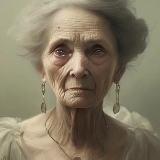 a portrait of a timid, fearful old woman in 19th century, beautiful painting with highly detailed face by greg rutkowski and magali villanueve