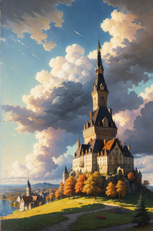 dreamlikeart absurdres highres masterpiece best quality
Alois Arnegger Antoine Blanchard
town castle forest sea sky clouds