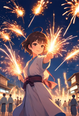 sparklers?Absolutely beautiful girl?laughingly?Hanfu?Vista Lantern?Sexual desire bombs wome?