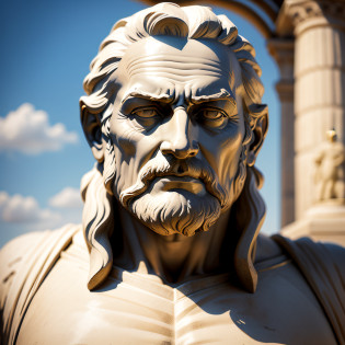 Create images of statues of old men thinking, Greek Statues Style